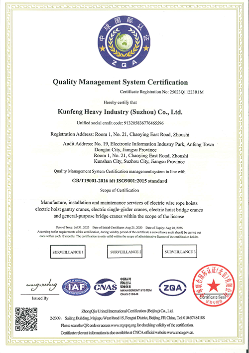 ISO9001 Quality Management System Certification